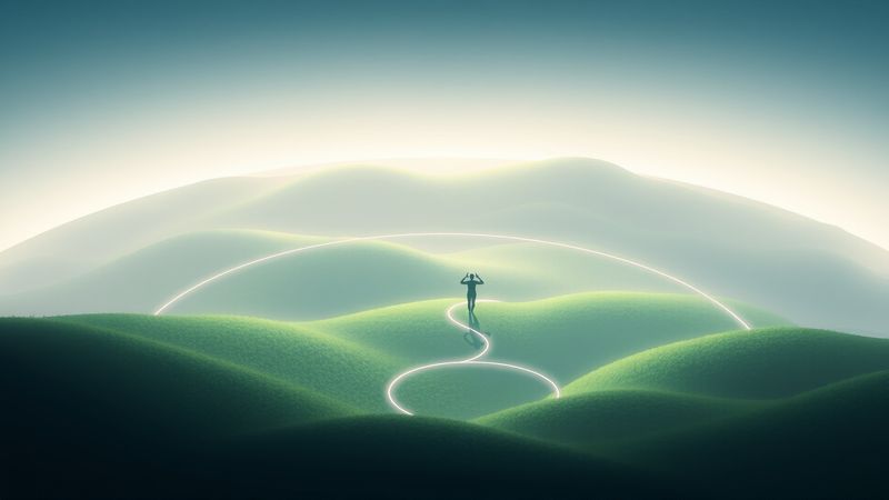 Un ser busca equilibrio en naturaleza digital