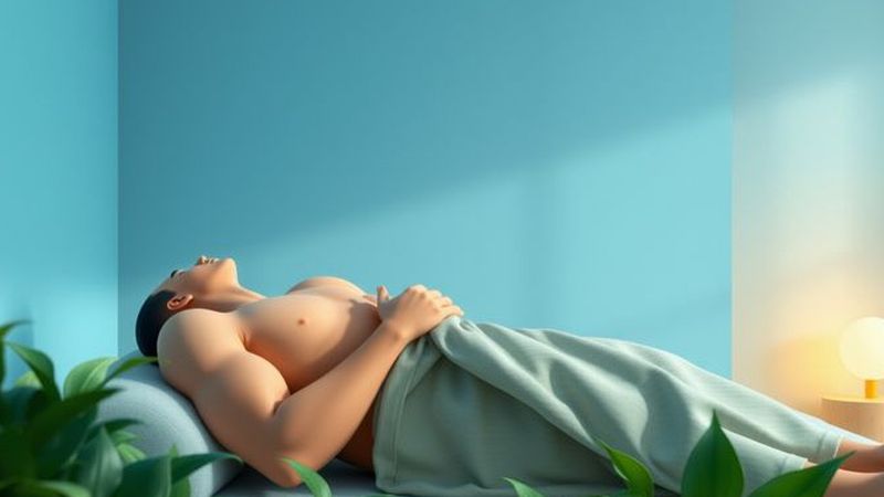 Un cuerpo humano relajado se cura en calma
