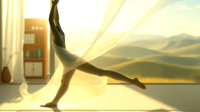 Figura serena se estira en luz