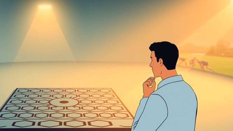Un individuo contempla la estrategia y el deporte