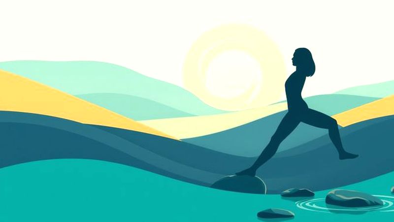Una silueta se mueve en equilibrio